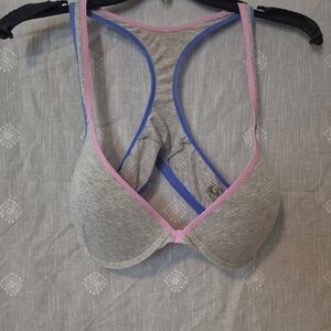 Fruit of the Loom Gray and Pink Strappy Bra